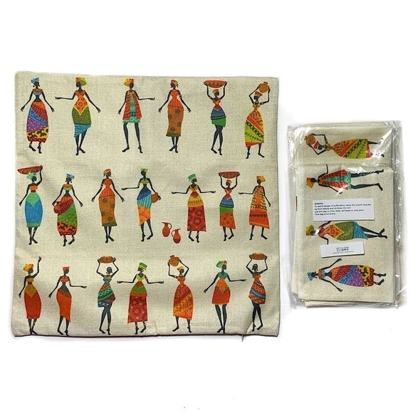 Pillow Cover Tribal Traditional African Dress Women Print Zip Close Multicolor - Picture 5 of 11